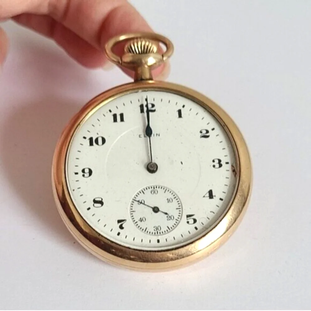 Antique Elgin 1920s Grade 387 Gold Filled Engraved Grandpa Core Pocket Watch - Picture 1 of 12